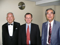 Professor emeritus Masatoshi Koshiba, Professor Brian Foster and KEK Director General Yoji Totsuka