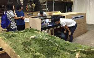 Building 2-meter-long mock up of ILC exhibition at Salone in Roppongi. Image: Rika Takahashi